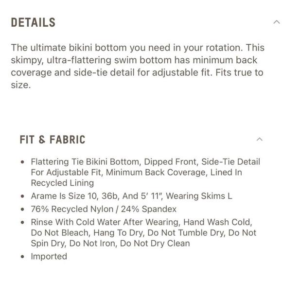 NWT Skims Signature Swim Dipped Tie Bikini Bottoms Citrus Women's 4X - Picture 7 of 7